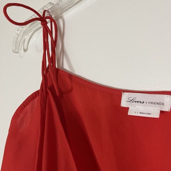 Lovers and Friends Hopeless romantic red wrapped cold shoulder blouse Small - Picture 3 of 8